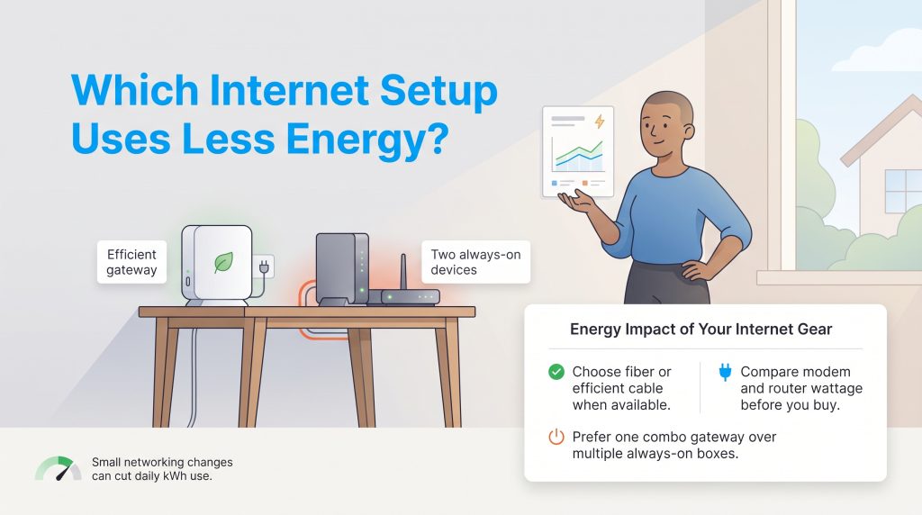 Comparison of an energy-efficient gateway versus two separate networking devices
