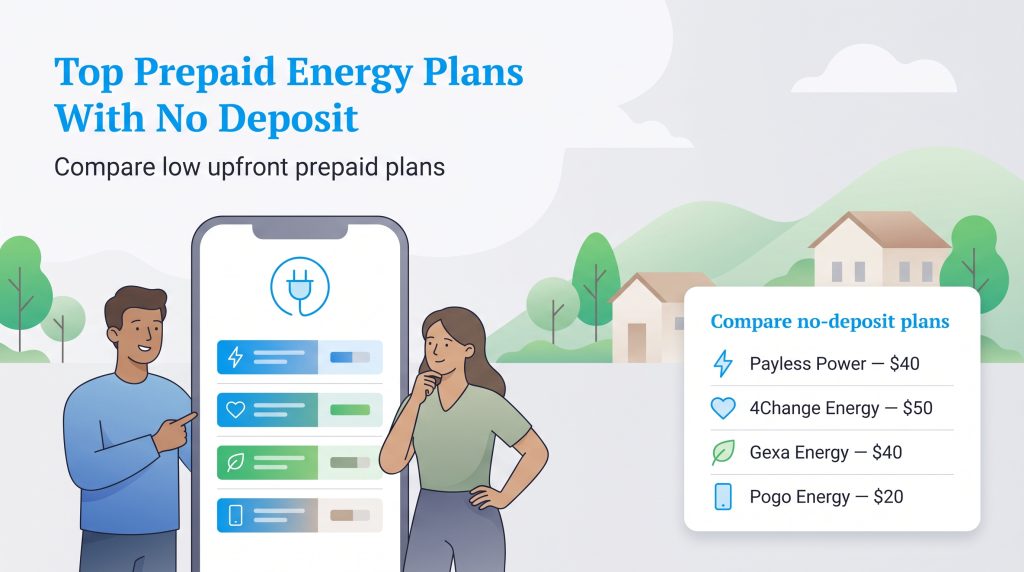 Comparison of top no-deposit prepaid energy plans like Payless Power and Pogo Energy