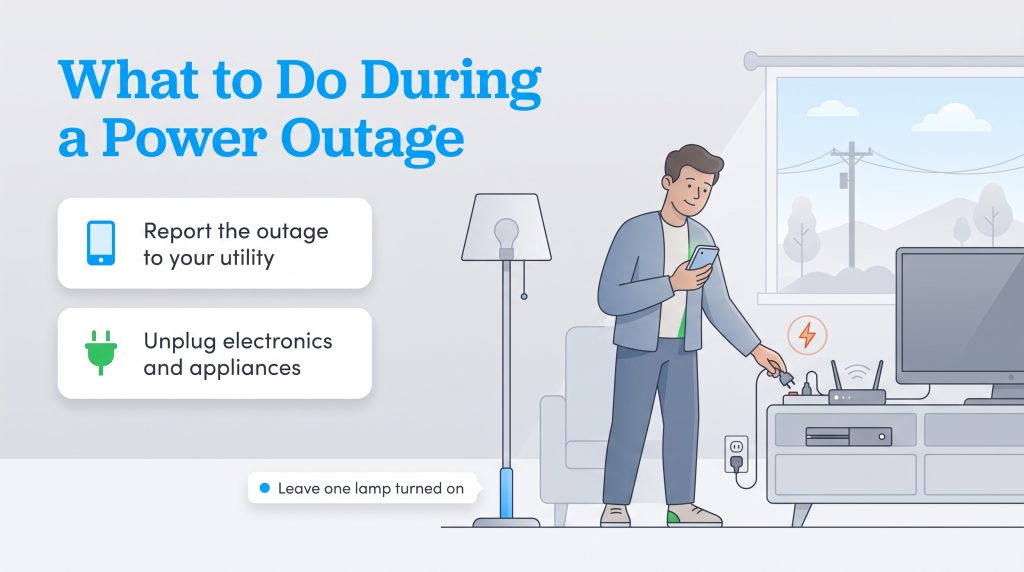 Infographic showing key safety steps to take during a power outage.