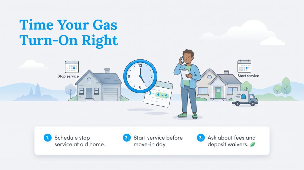 Steps for timing and scheduling a gas service transfer during a home move
