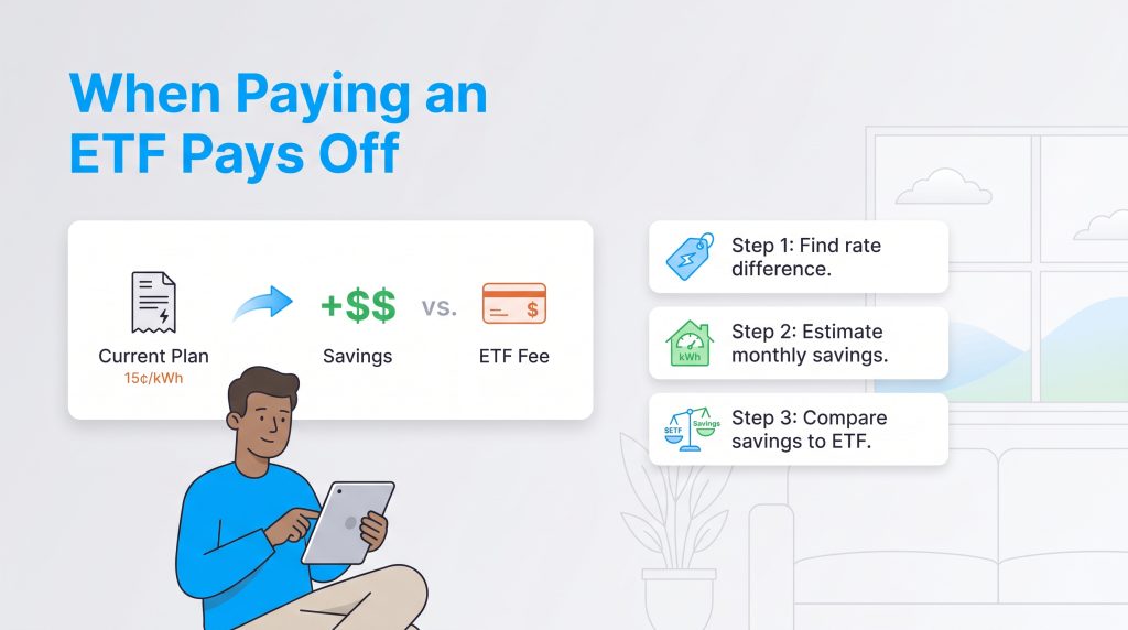 Three-step guide showing how to calculate if paying an early termination fee to switch is worth it.