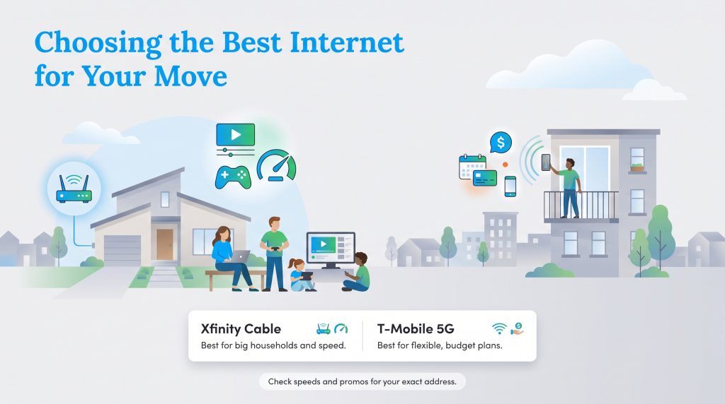 Comparison of Xfinity Cable for speed and T-Mobile 5G for budget-friendly flexibility