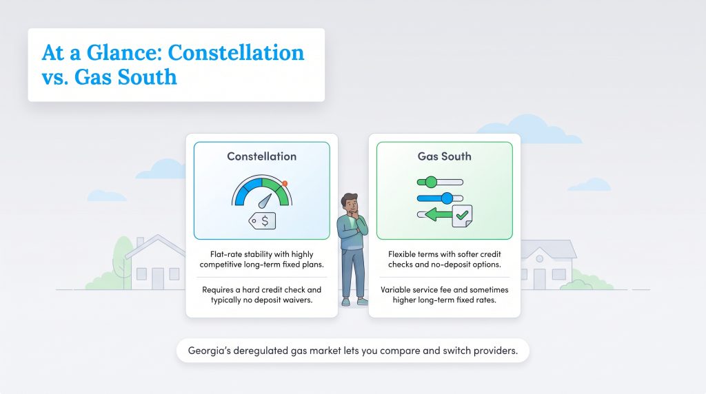 Comparison of Constellation and Gas South natural gas provider features