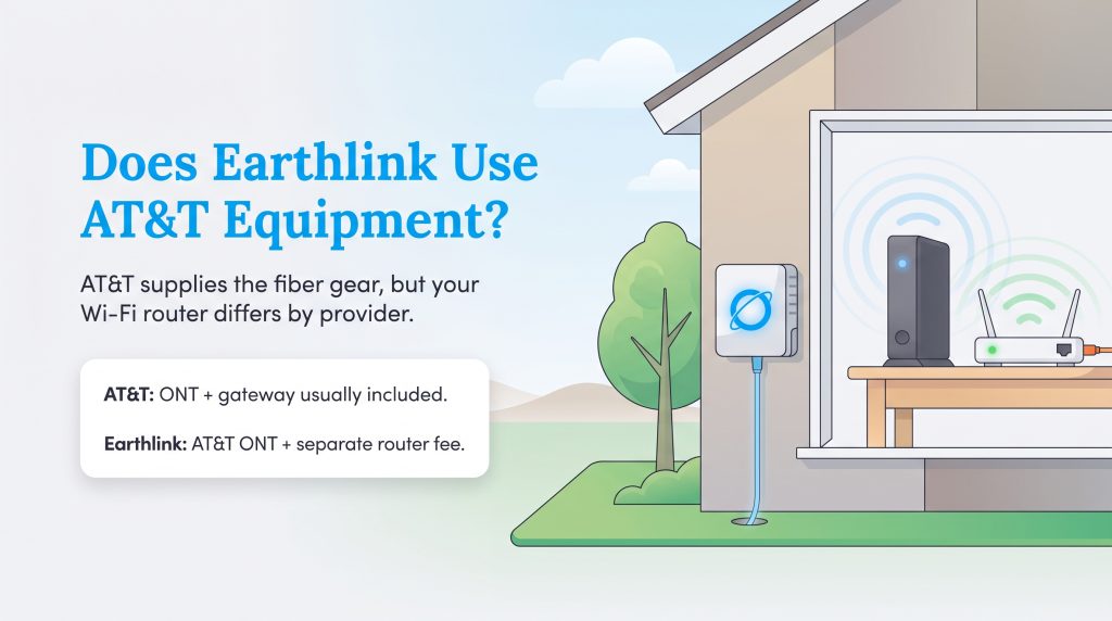 Illustration explaining equipment differences between AT&T and Earthlink