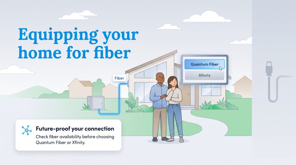 Couple selecting Quantum Fiber over Xfinity for their home internet connection
