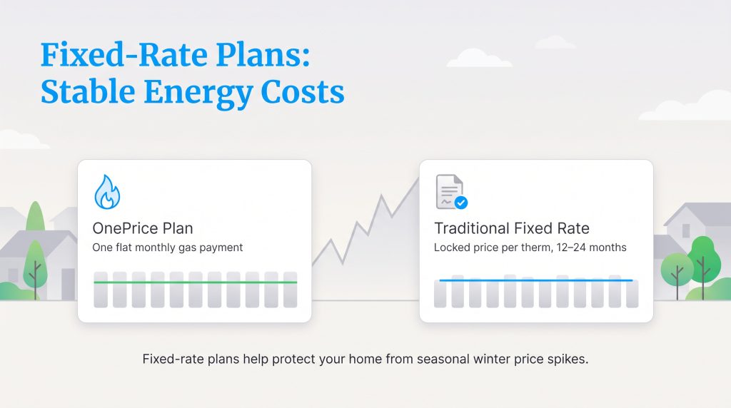 Comparison showing differences between OnePrice and Traditional Fixed Rate energy plans