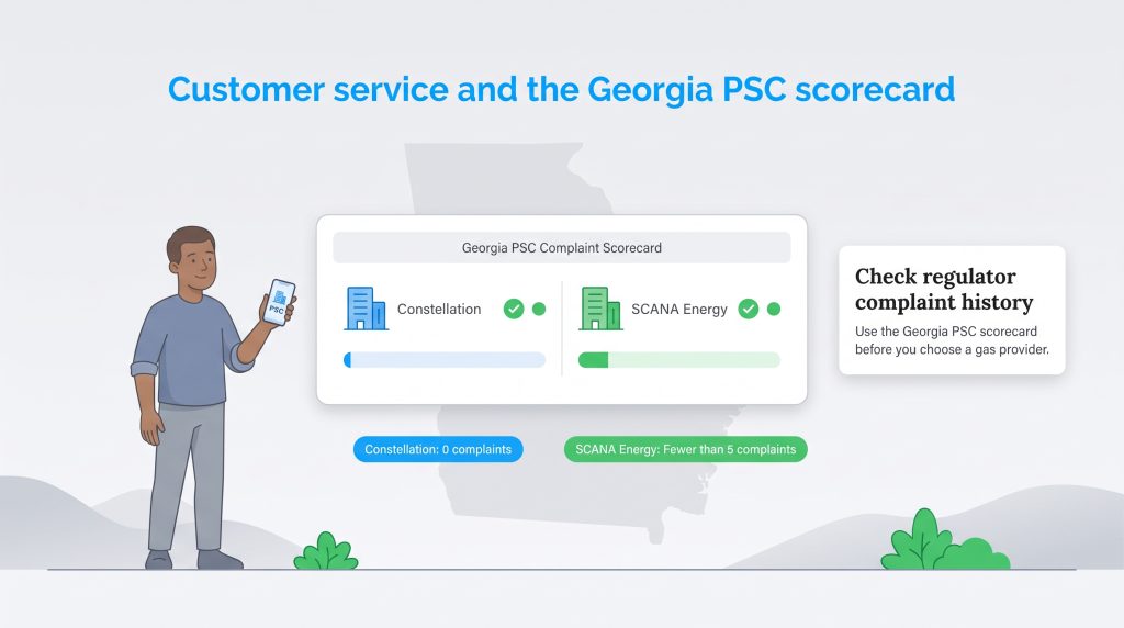 Graphic comparing Georgia PSC complaints for Constellation and SCANA Energy.