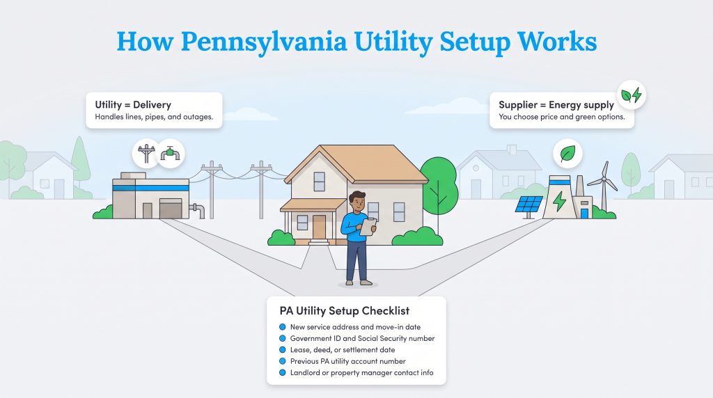 Graphic explaining the difference between Pennsylvania energy utilities and suppliers