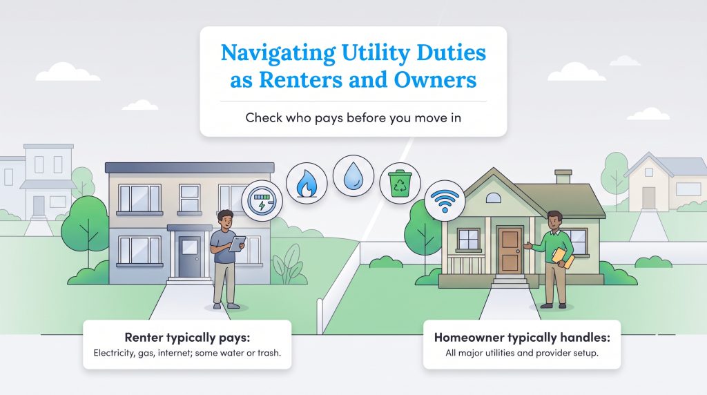 Comparison of utility responsibilities for renters and homeowners.