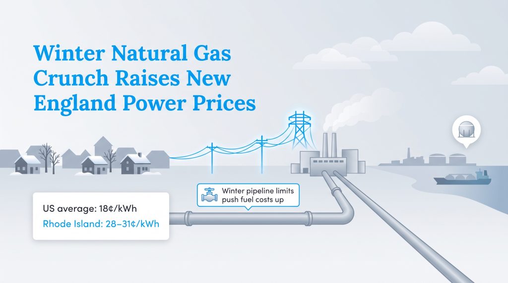 Graphic showing how winter natural gas constraints increase Rhode Island electricity rates